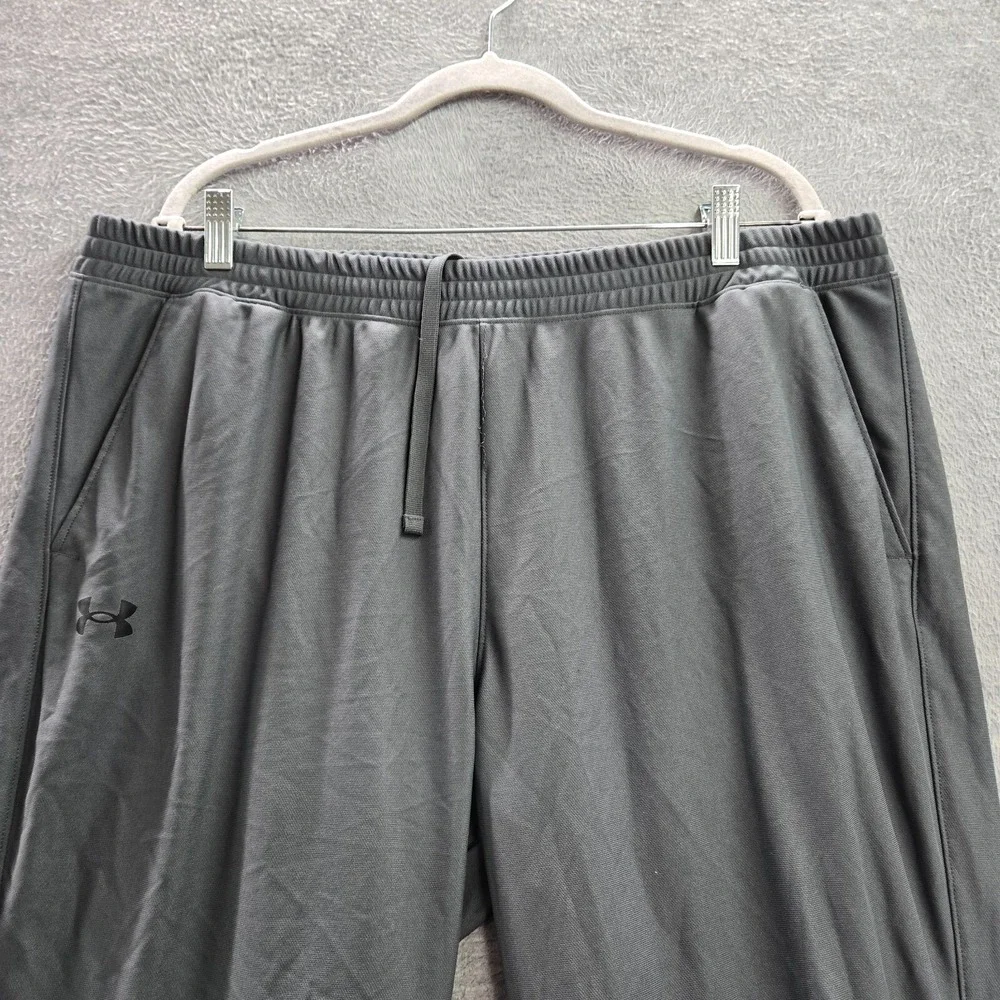 Under Armour Men Activewear Track Pants 2XL‎ Gray Colorblock Fitted Drawstring